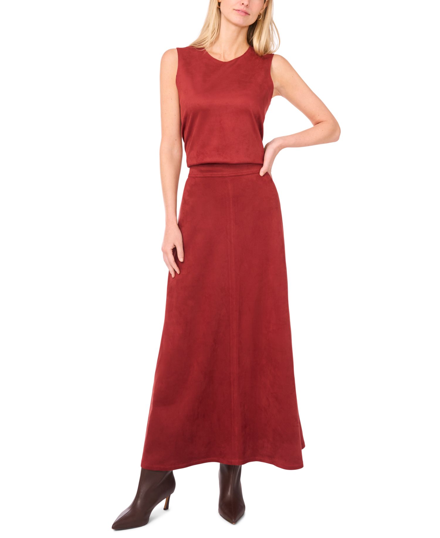 Women's Faux-Suede A-Line Maxi Skirt