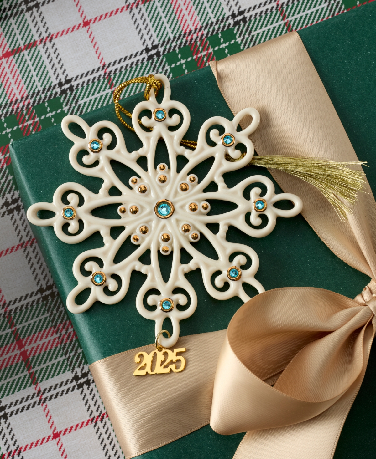 Lenox 2025 Gemstone Snowflake Ornament In Gold