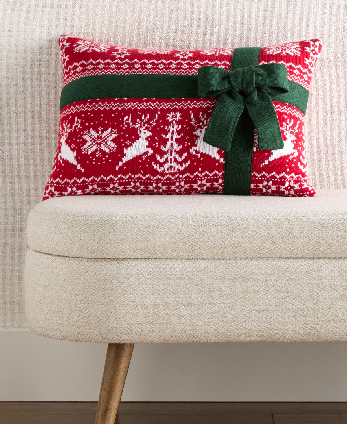 Holiday Lane Knit Present Decorative Pillow, 14" X 20", Exclusively For Macy's In Multi