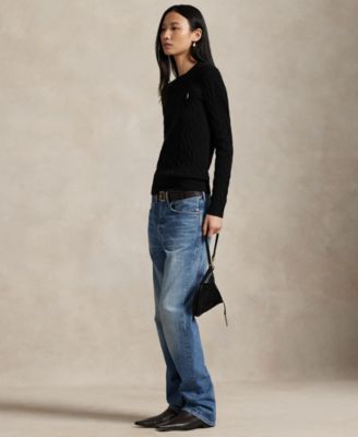 Women's Cable Wool-Cashmere Crew Neck Sweater