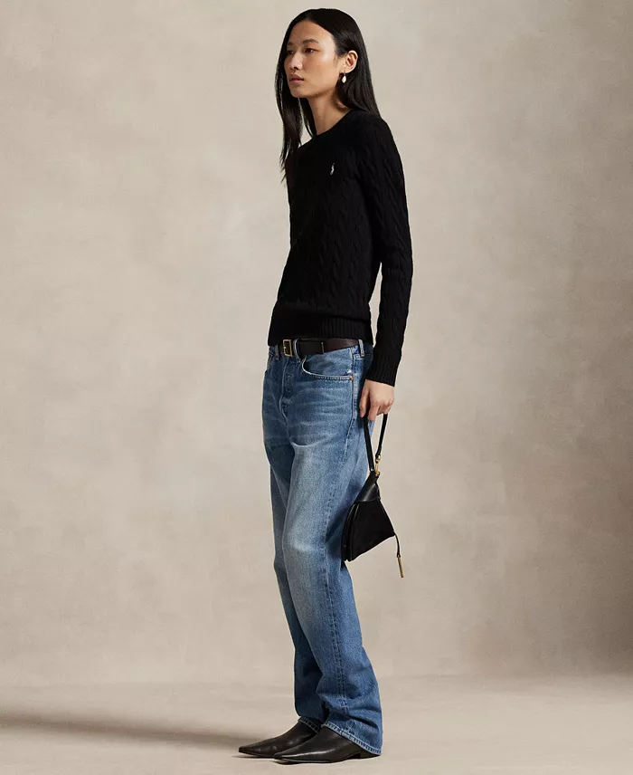 Women's Cable Wool-Cashmere Crew Neck Sweater - thumbnail 2