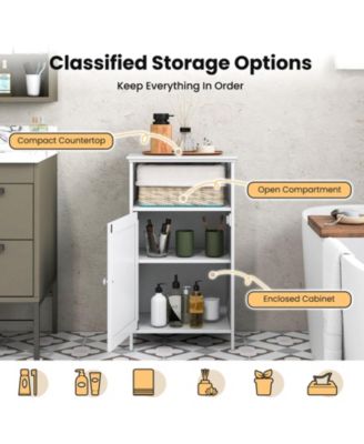 Bathroom Freestanding  Adjustable Shelf Floor Storage Cabinet