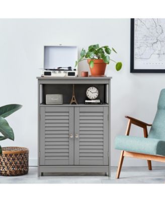 Wood Freestanding Bathroom Storage Cabinet with Double Shutter Door