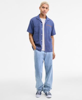 Sun + Stone Sun Stone Mens Camp Joss Regular Fit Embroidered Button Down Shirt Inside Out Regular Fit T Shirt Mo In Brown