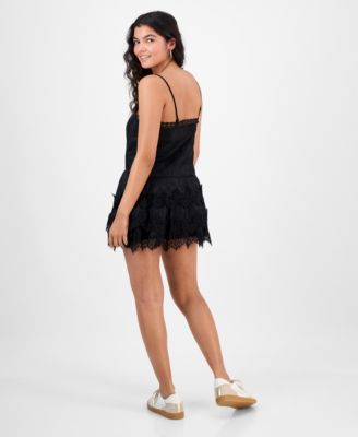 Women's Square-Neck Lace-Tiered Mini Dress, Macy's Exclusive 
