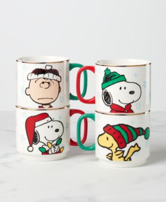 Snoopy Christmas Stackable Mugs, Set of 4