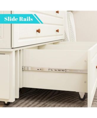 Murphy Bed Cabinet, Queen Murphy Bed with USB and Charging Ports, with Drawer Includes Storage Cabinet, Queen Suit for Guest Room, White Cabinet Bed