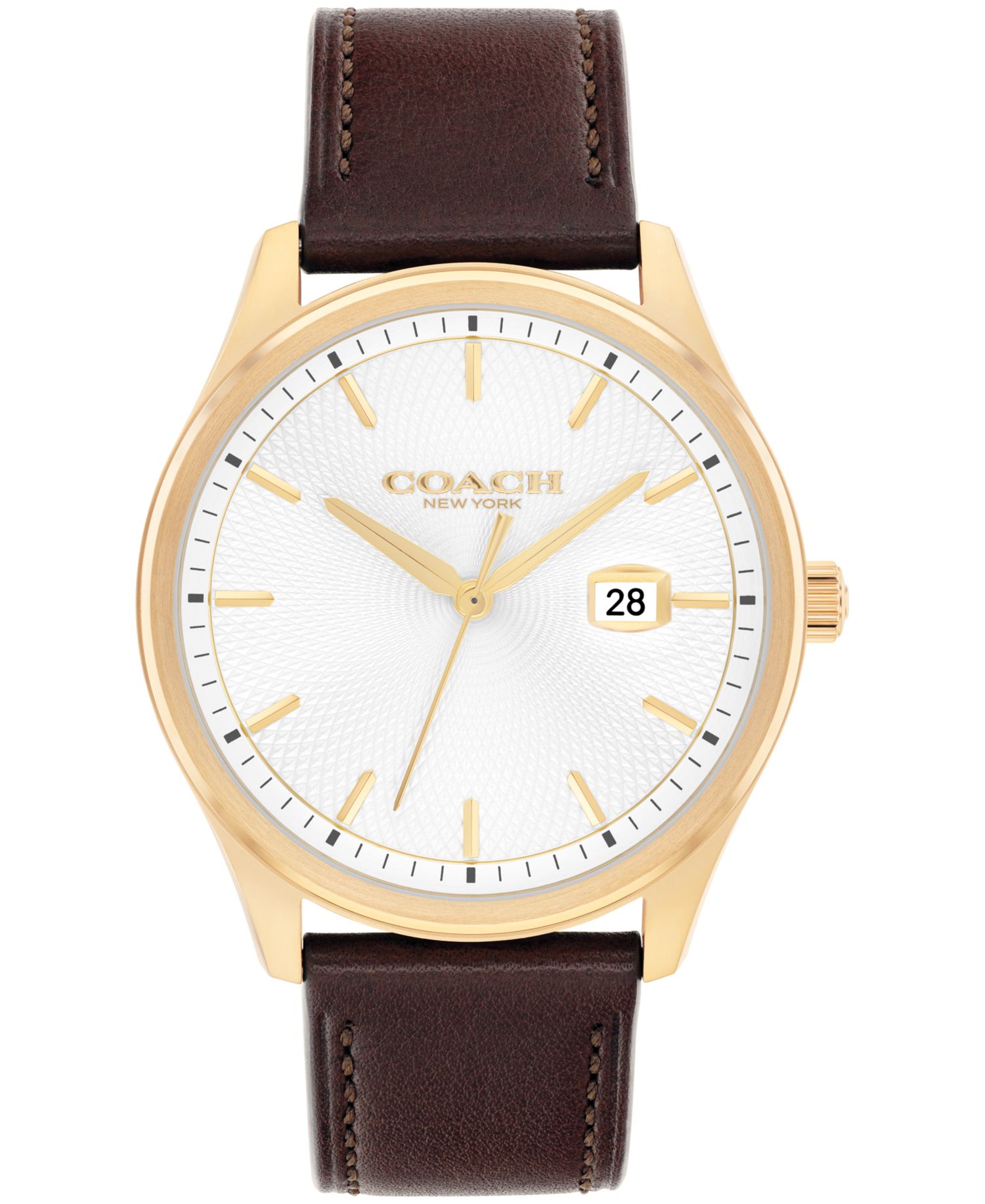 Men's Oliver Brown Leather Calfskin Strap Watch, 41mm