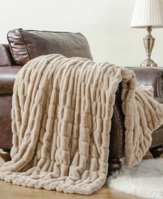 Luxurious Reversible Rabbit Faux Fur Throw, 60" x 80"