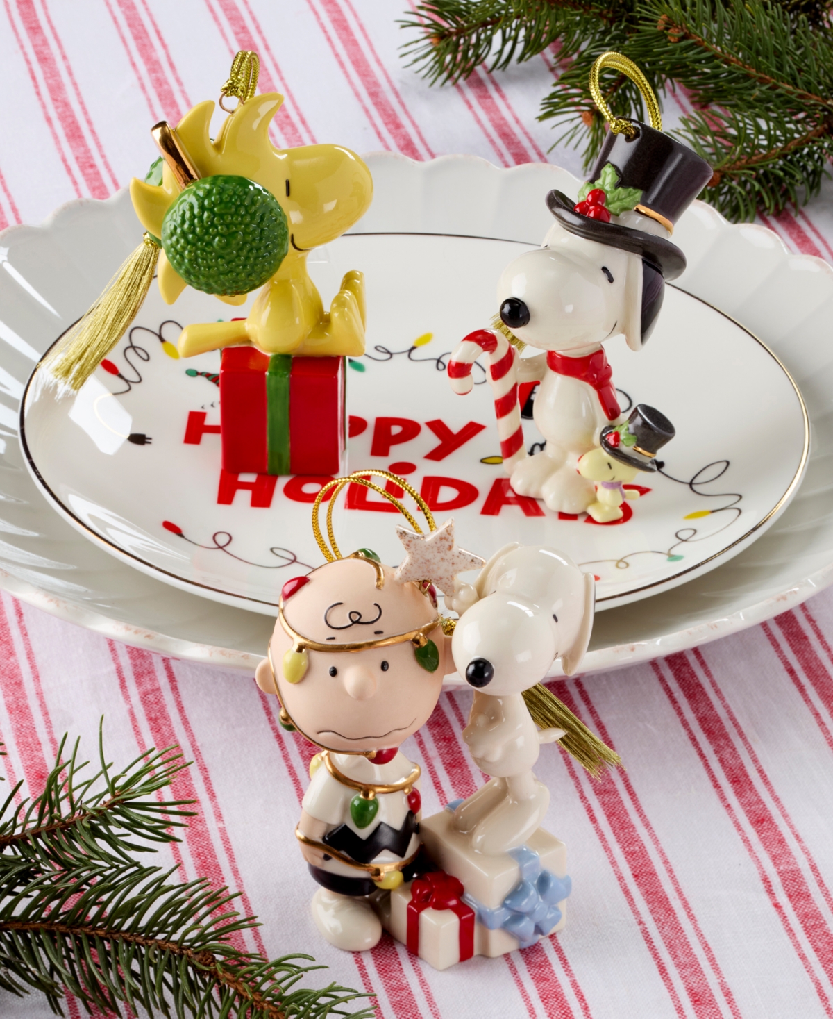 Lenox Christmas Tree Charlie Brown & Snoopy Ornament In Multi