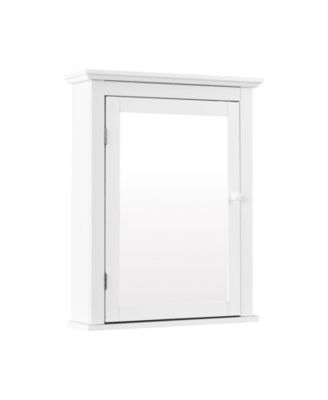 Wall Mount Bathroom Cabinet with One Mirror Single Door Adjustable Shelves Retro Handle