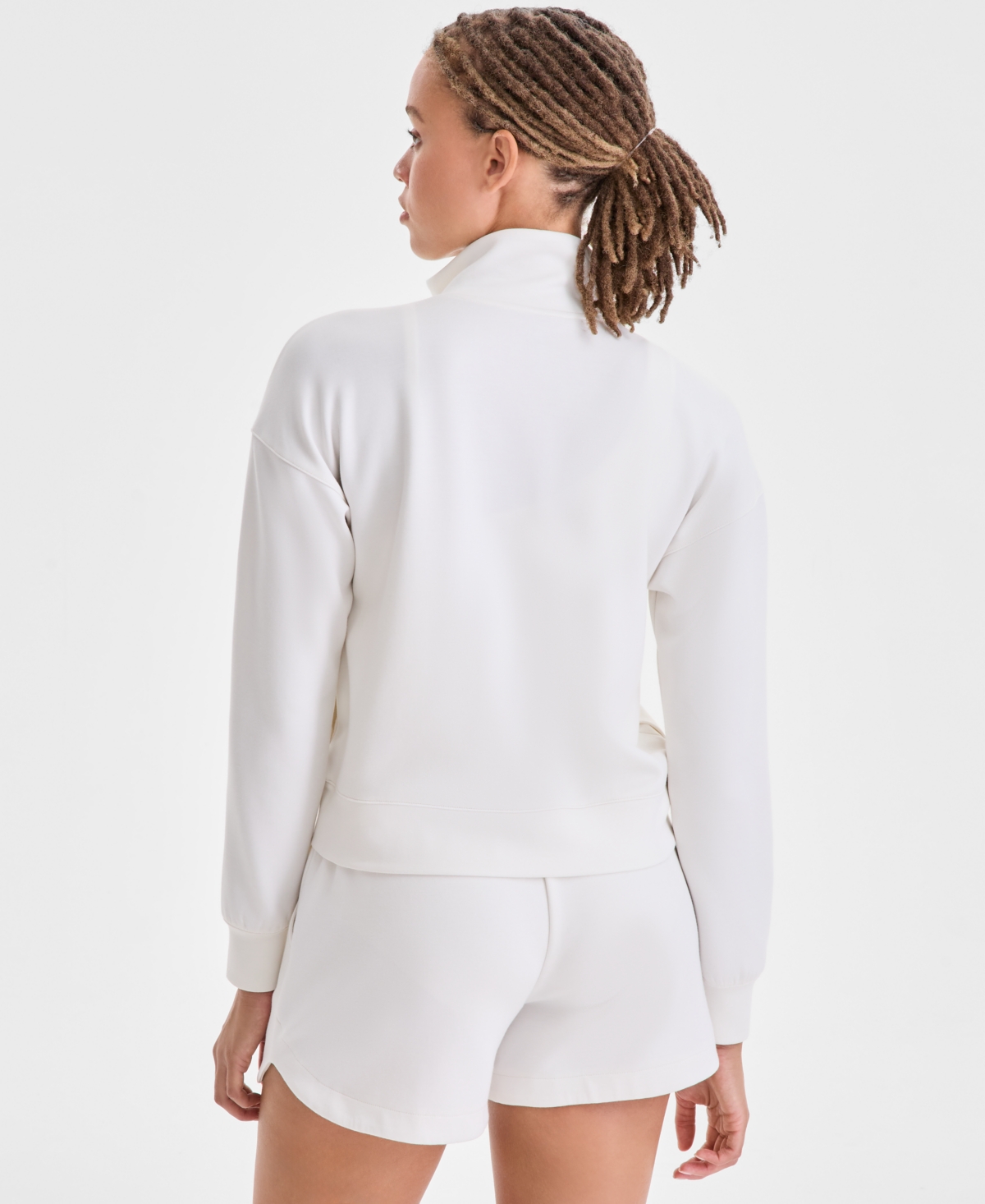 Id Ideology Women's Relaxed Butter Soft Funnel-neck Zip-front Sweater, Macy's Exclusive In White
