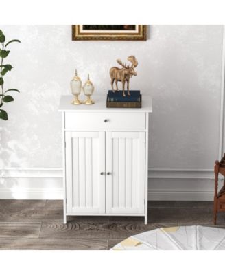 Bathroom Floor Cabinet Freestanding Storage Organizer with 2 Doors