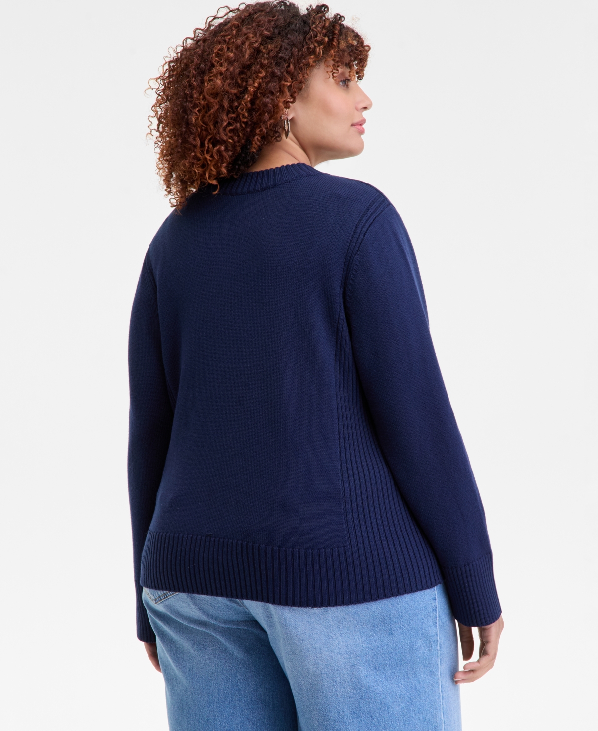 On 34th Trendy Plus Size High-neck Sweater, Macy's Exclusive In Blue
