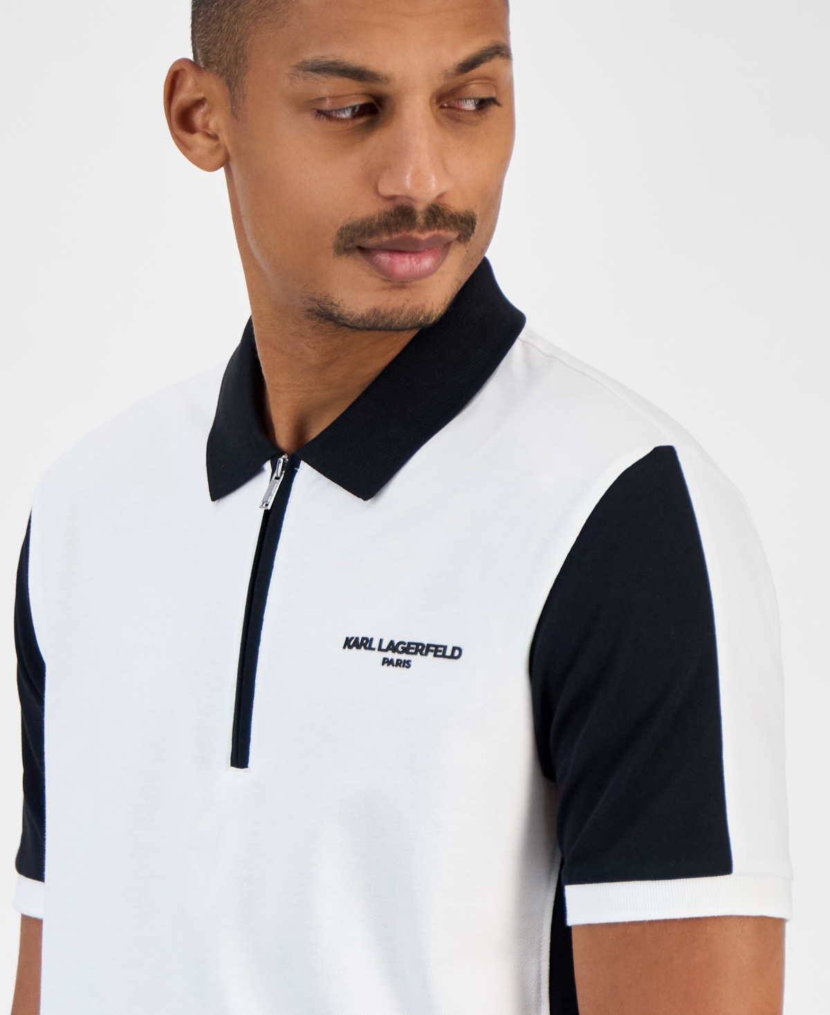 Karl Lagerfeld Men's Colorblock Logo Polo In White