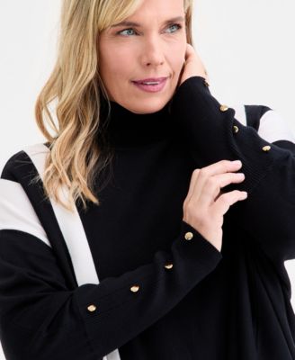 Plus Size Solid Turtleneck Poncho Sweater, Macy's  Exclusive