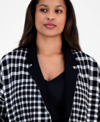 Plus Size Multi-Plaid Long-Sleeve Blazer 