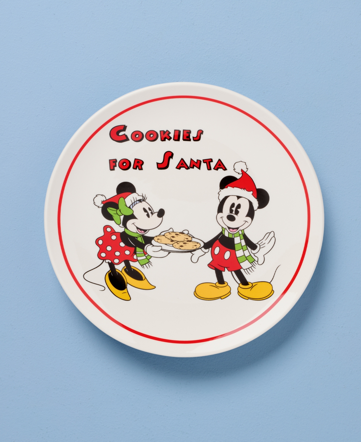 Lenox Disney Holiday Mickey Mouse Cookies For Santa Plate In Multi