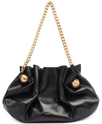 Arezzo - Small Leather Ruche Gold-Tone Hardware Clutch
