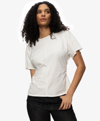 Women's Cotton Shirred-Waist Dolman T-Shirt 