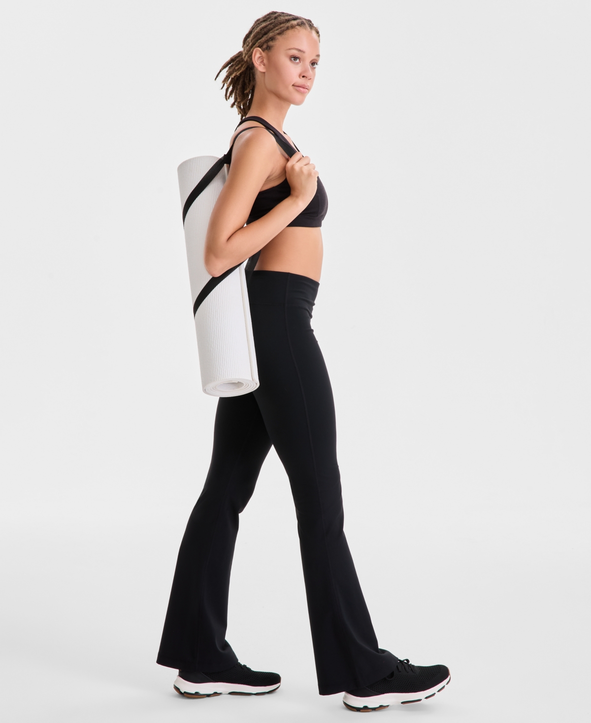 Id Ideology Women's Studio High Rise Flare Leggings Tall, Macy's Exclusive In Black