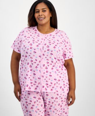 Plus Size Cotton Essential Button-Down Pajama Set