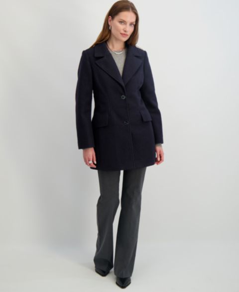 Женские куртки Tahari Notched-Collar Single-Breasted Peacoat