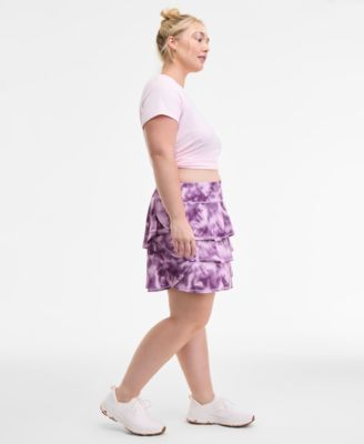 Plus Size Relaxed Smoky Dye Jersey Flounce Skort, Macy's Exclusive 