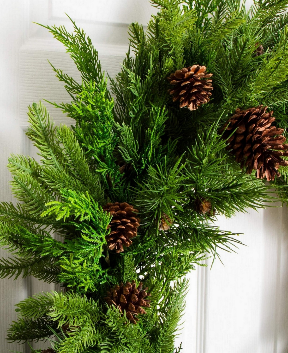 Nearly Natural 30" Artificial Norfolk Pine Wreath with Pinecones