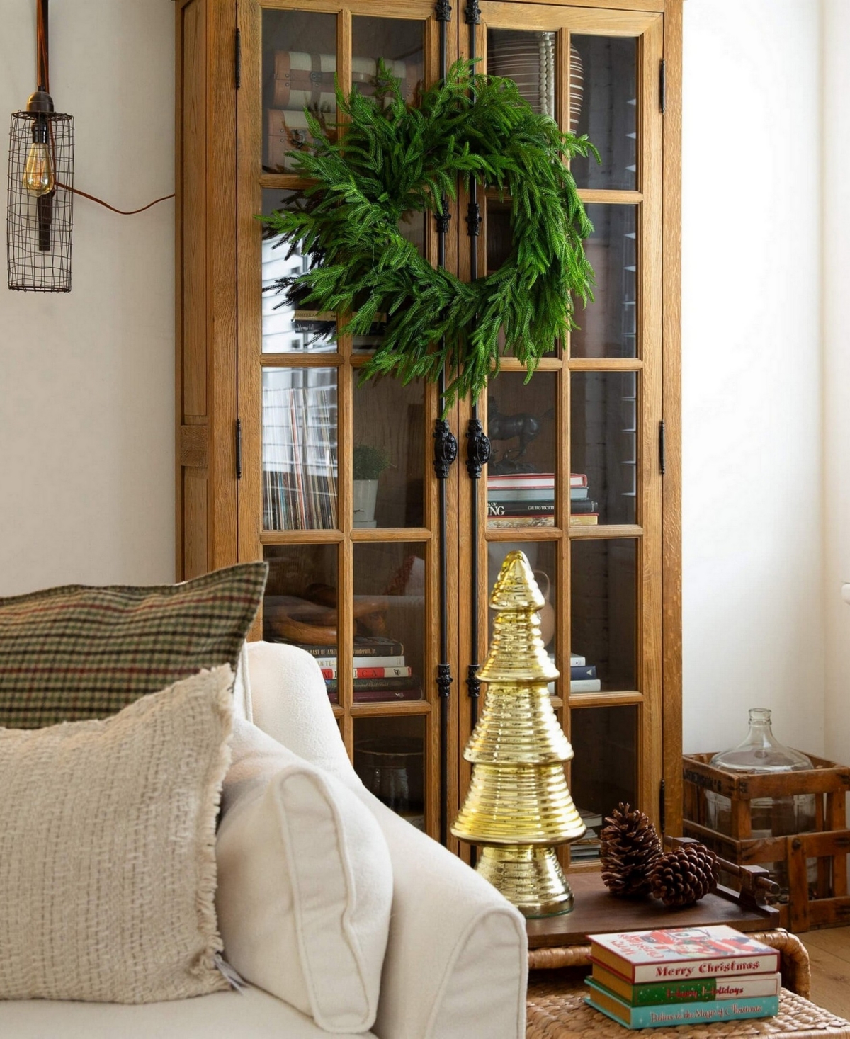 Nearly Natural 24" Artificial Touch Norfolk Island Pine Wreath With Natural Look In Green