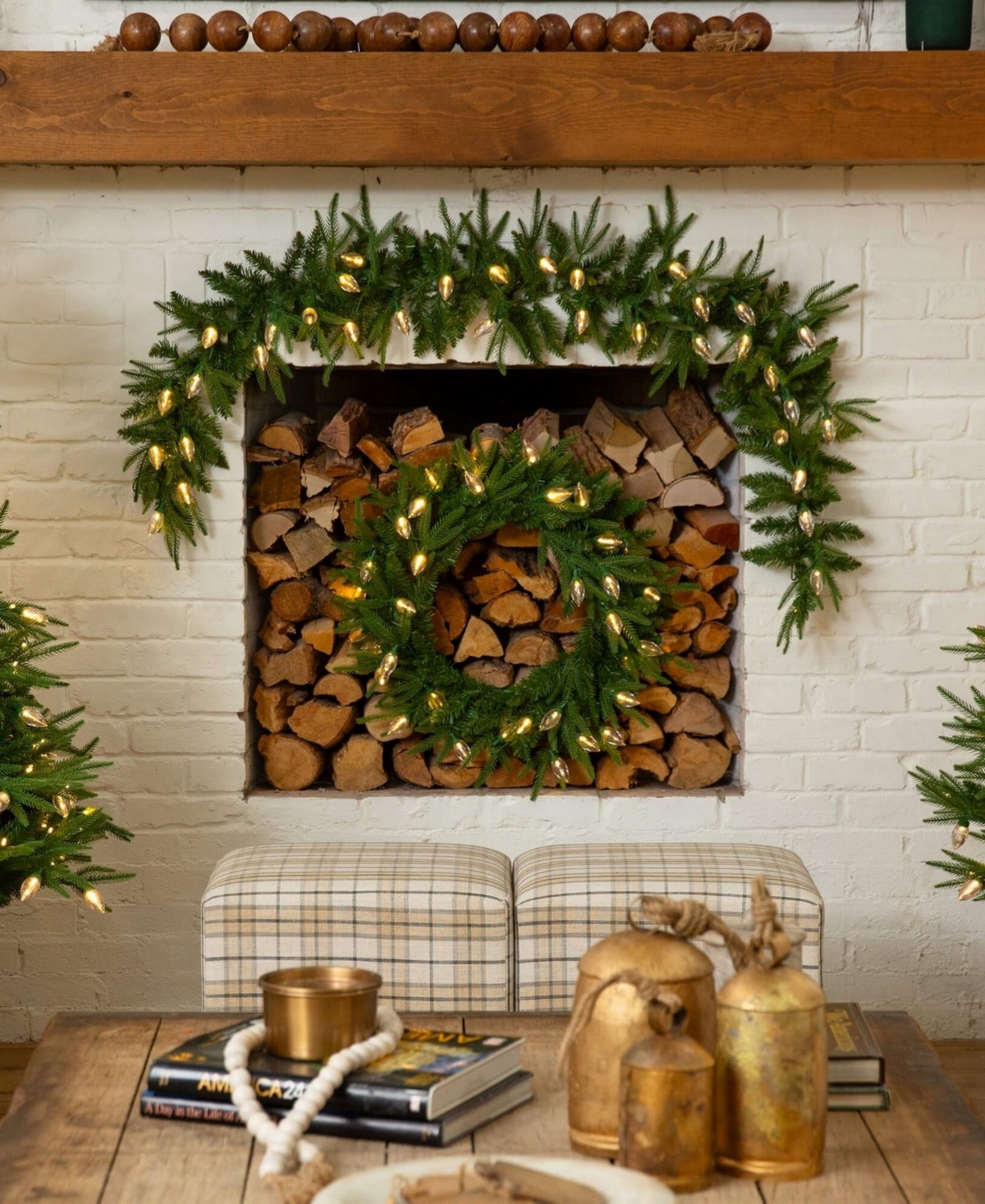 Nearly Natural 24" Pre-lit Artificial Luxembourg Pine Christmas Wreath Bulb Led Lights In Green