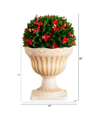 22" UV Resistant Artificial Christmas Ball in Classic Decorative Planter Indoor and Outdoor