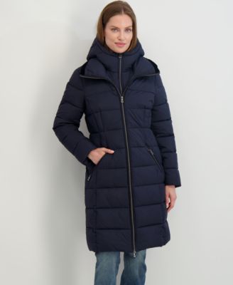 Tahari - Women's Hooded Bibbed Puffer Coat