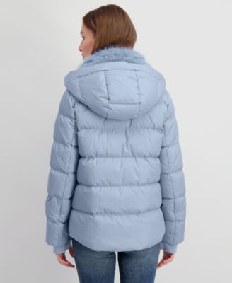Women's Faux-Fur-Collar Hooded Puffer Coat