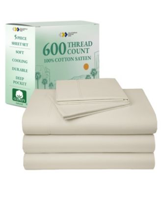 5-Star Luxury Sheet Set, 600 Thread Count Cotton Sateen, Soft & Crisp Bed Sheets - Split King size