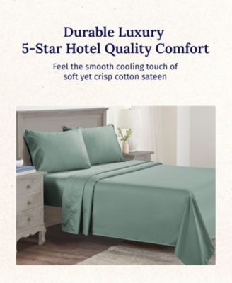 600-Thread Count 100% Cotton Sateen Soft & Crisp 4-Pc. Sheet Set, Queen