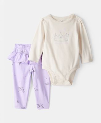 Carter's - Baby Girls Daddy's Little Princess Cotton Long-Sleeve Bodysuit & Pants, 2 Piece Set
