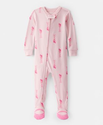 Carter's - Baby Girls Ballet-Print 100% Cotton Long-Sleeve 2-Way-Zip 1-Piece Footed Pajamas