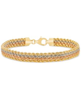Macy's - Four-Row Rope Link Chain Bracelet in 14k Tricolor Gold