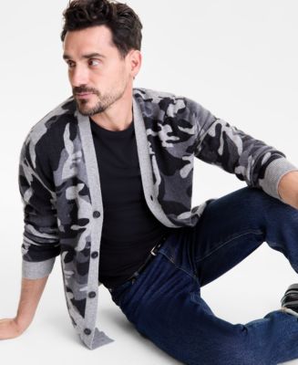 Club Room Men's 100% Cashmere Camo-Print V-Neck Cardigan, Macy's