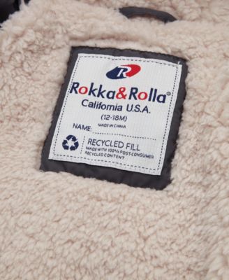 Baby Boys Sherpa Fleece Lined Puffer Jacket 6-24M