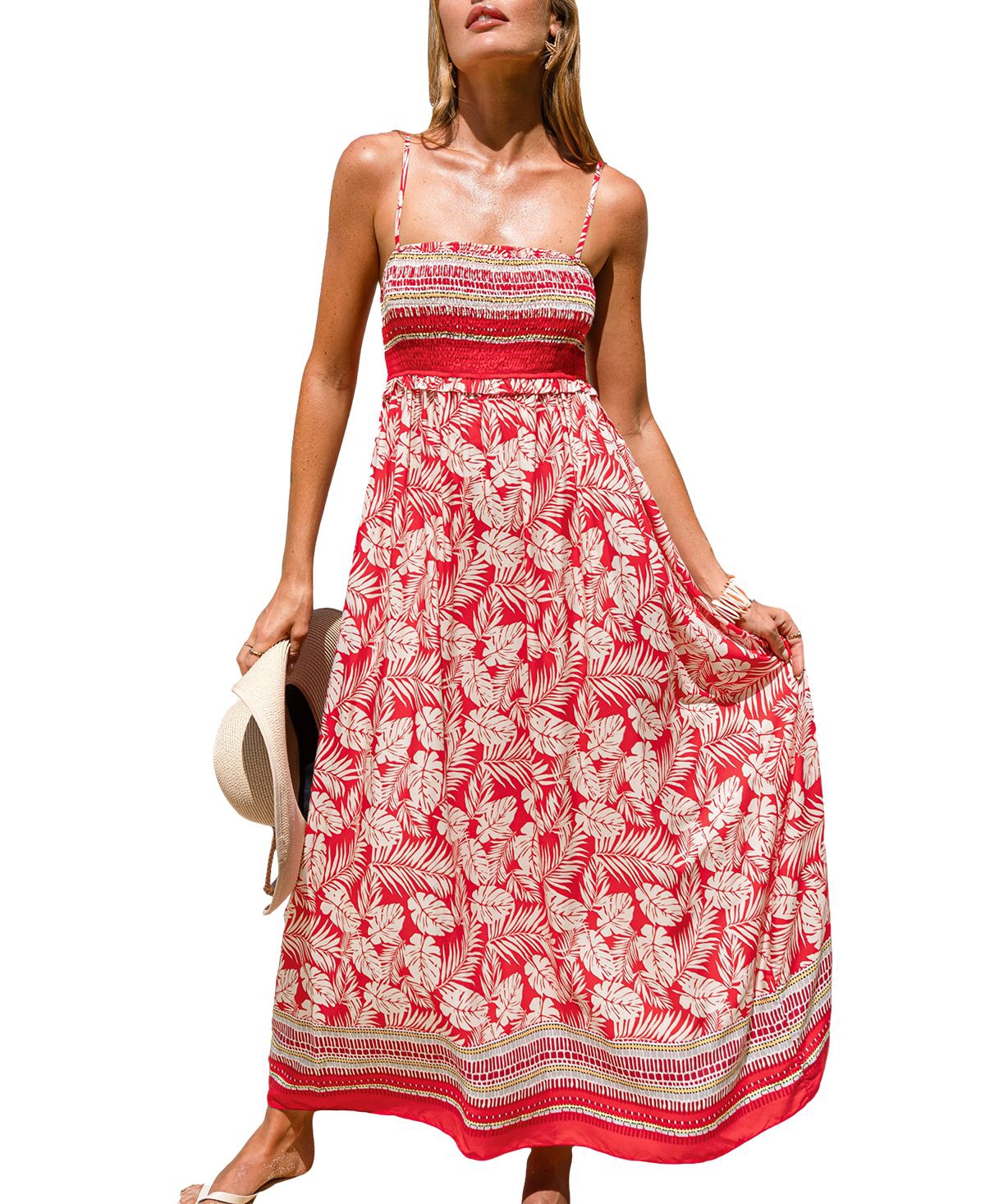 Women's Sandy Soul Tropical Maxi Beach Dress - Red