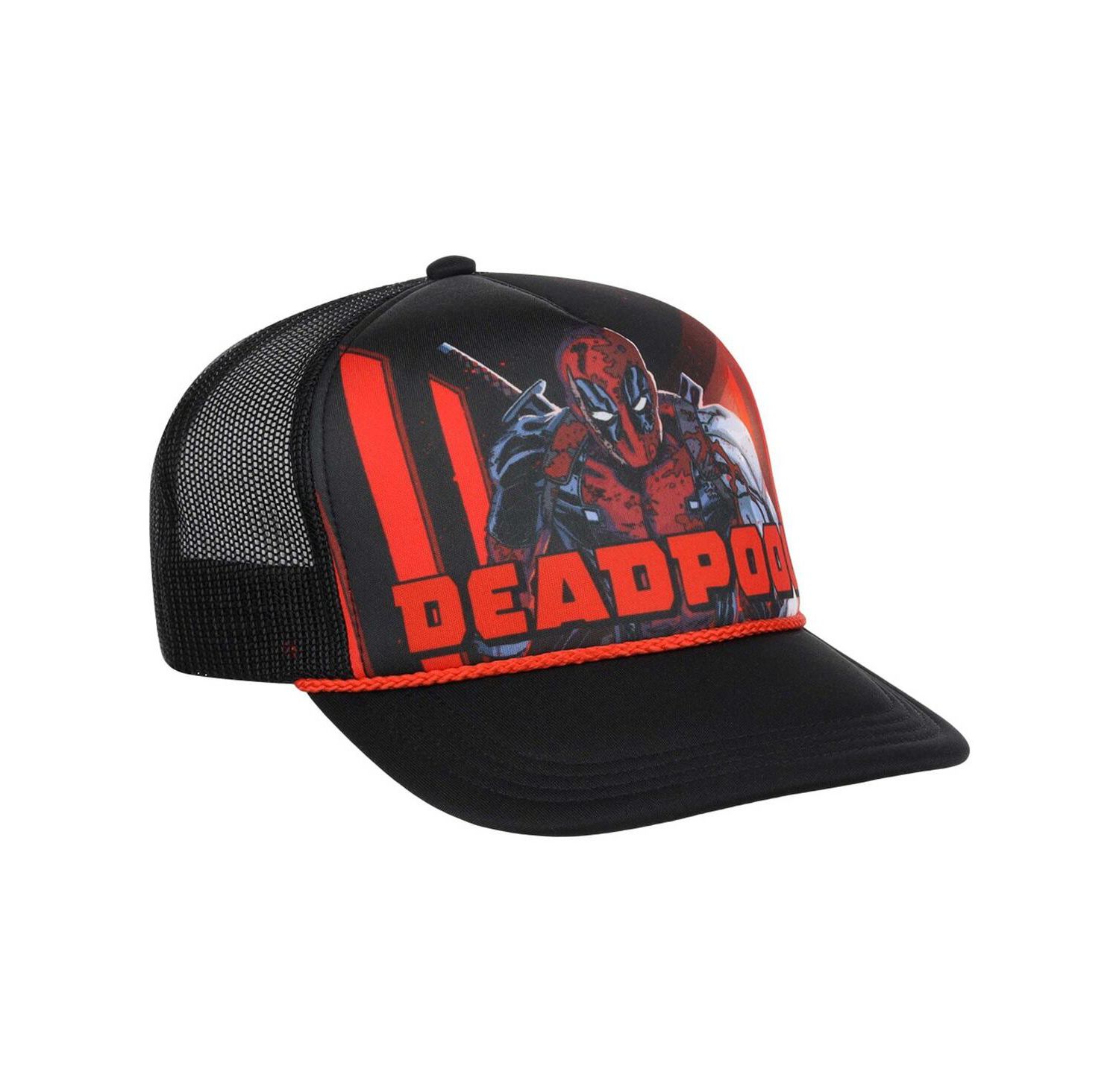 Men's Black Deadpool Big Front Foam Trucker Adjustable Hat