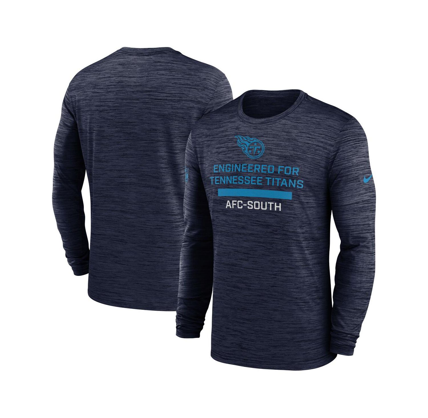 Men's Navy Tennessee Titans Sideline Velocity Performance Long Sleeve T-Shirt