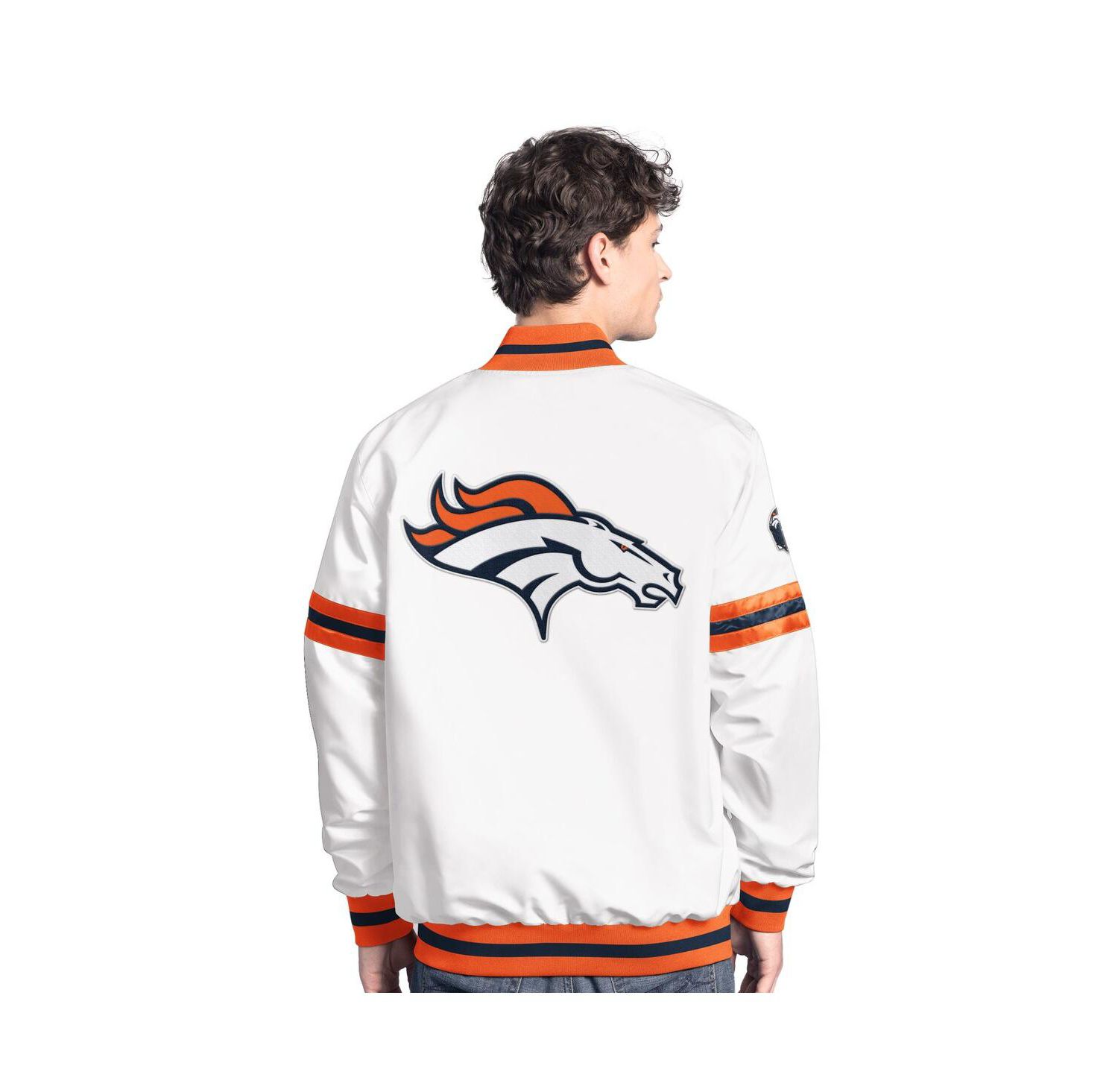 Men's White Denver Broncos Scout Full-Snap Varsity Jacket