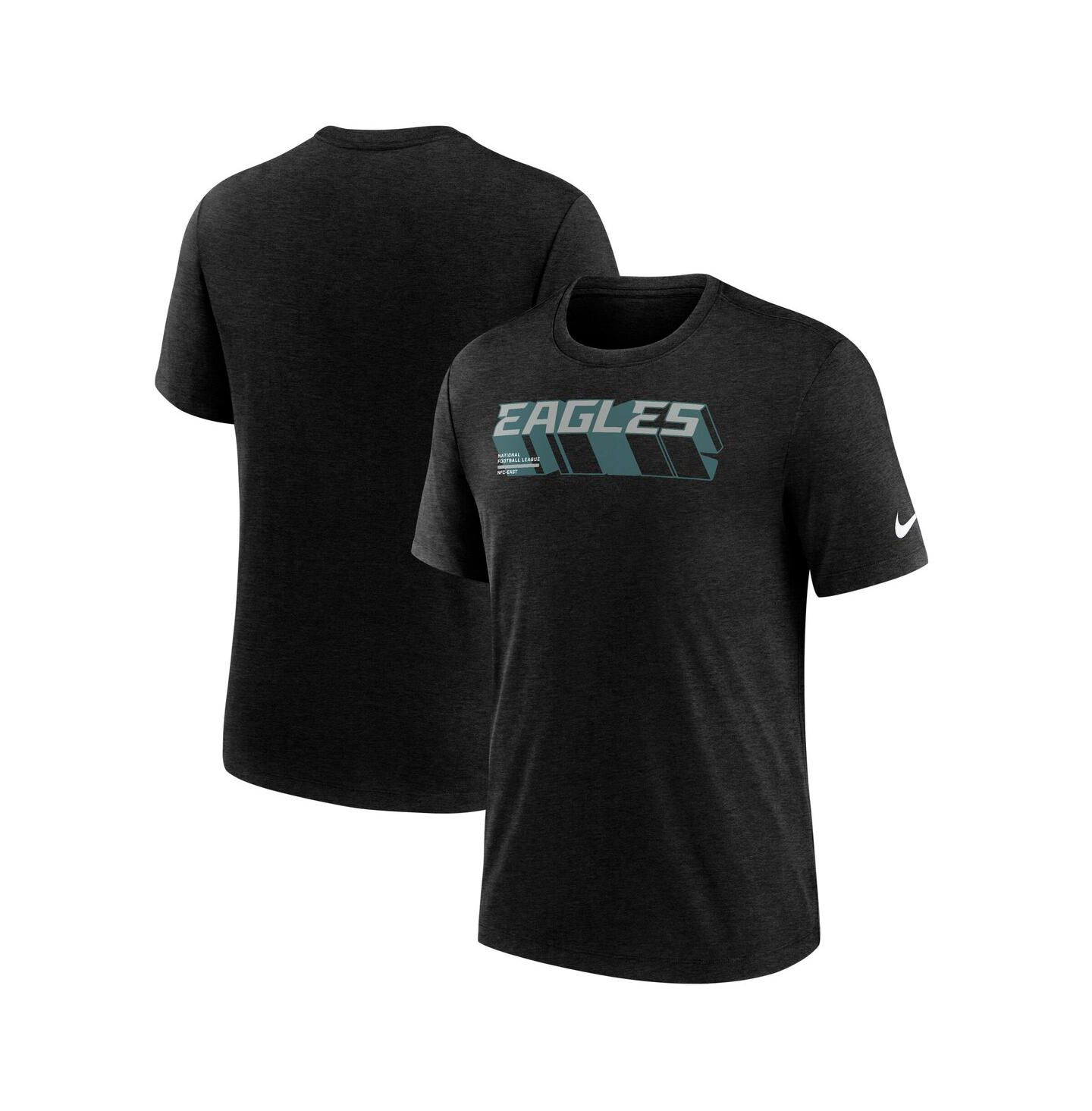 Мужская футболка Nike Heather Black Philadelphia Eagles Long Pass Tri-Blend — фото 1