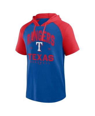 Men's Royal Texas Rangers Prime Raglan Short Sleeve Hoodie T-Shirt