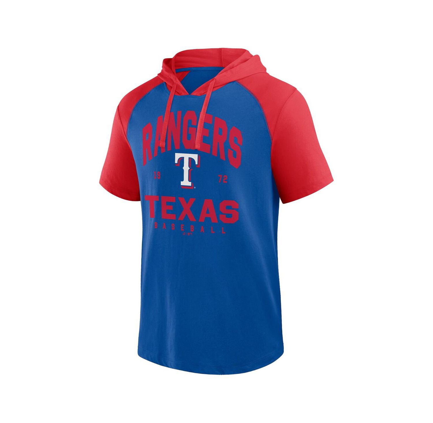 Men's Royal Texas Rangers Prime Raglan Short Sleeve Hoodie T-Shirt