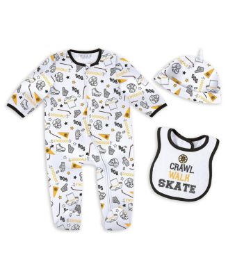WEAR by Erin Andrews - Baby Boys and Girls Boston Bruins Sleep and Play Sleeper with Bib Set