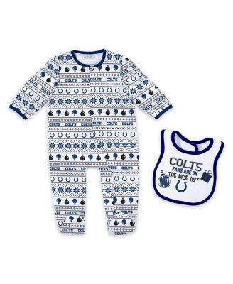 WEAR by Erin Andrews - Baby Boys and Girls Indianapolis Colts Allover Print Full-Zip Sleeper with Bib Set